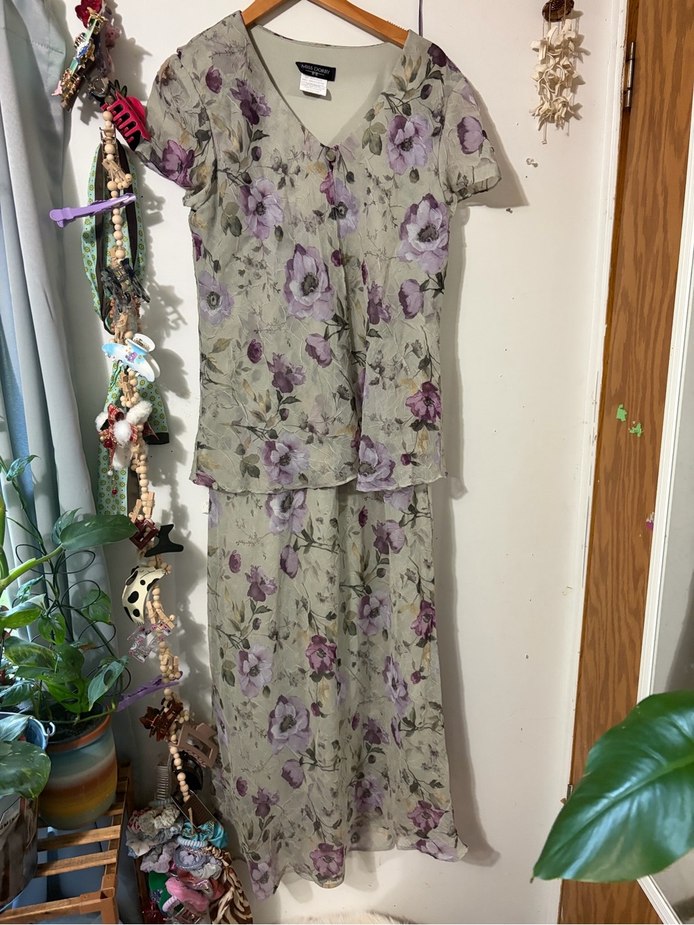Miss Dorby Floral Dress - Light Sage Green